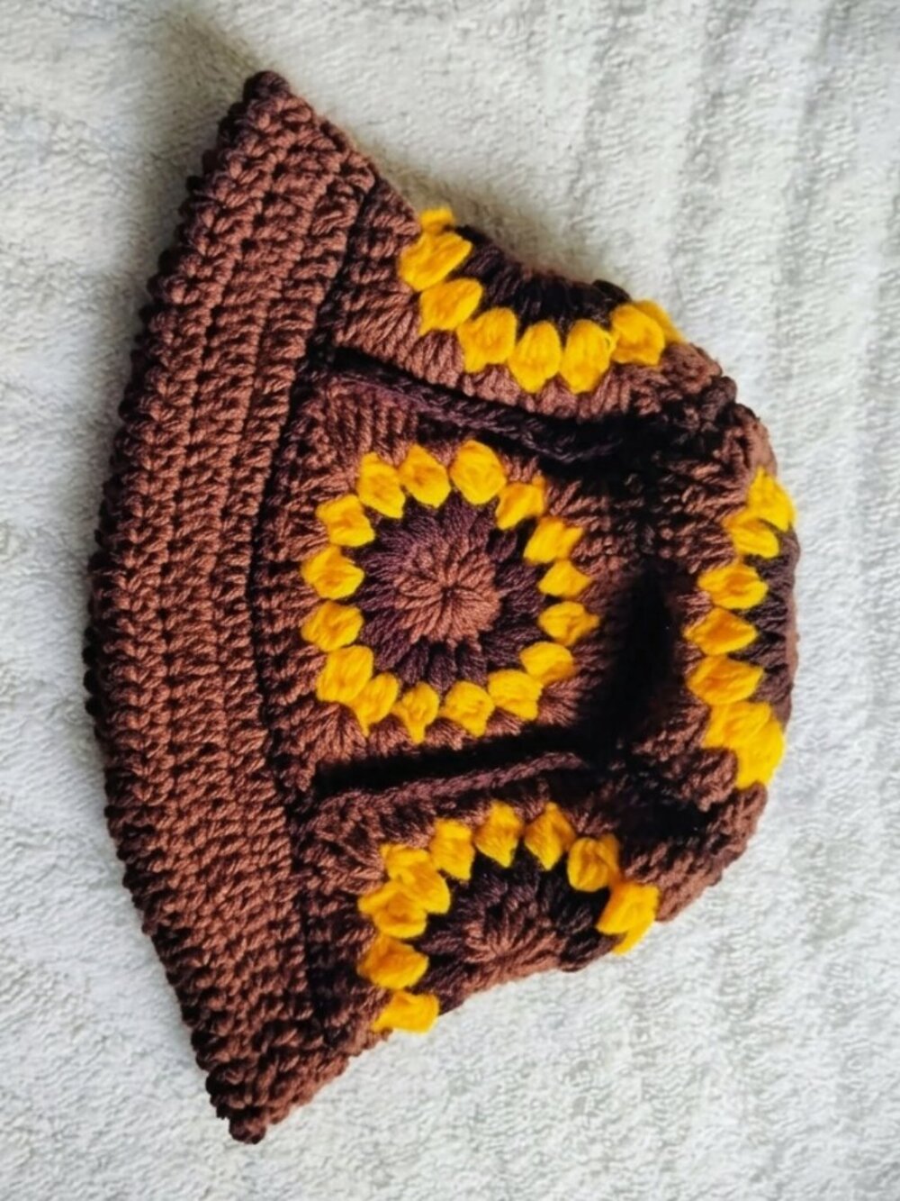 handmade crocheted sunflower bucket hat